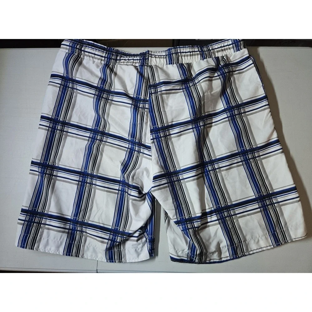 US Polo Assn Mens Plaid Swim Trunks Shorts Blue White Red Logo Size 4XL